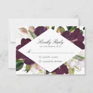 Fleur de Prune Foncé Carte RSVP