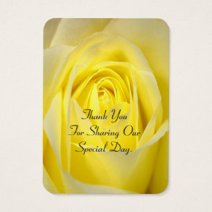 Fleur de rose jaune brillant faveur merci tag