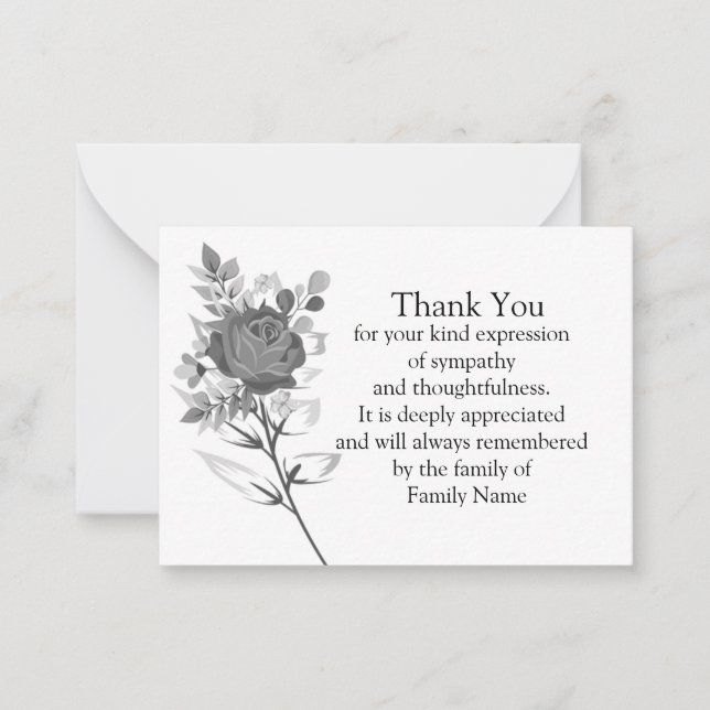 Fleur de Rose noir après le Carte de remerciements (Devant)