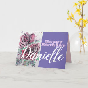 Fleur de rose rouge Bonne carte d'anniversaire des