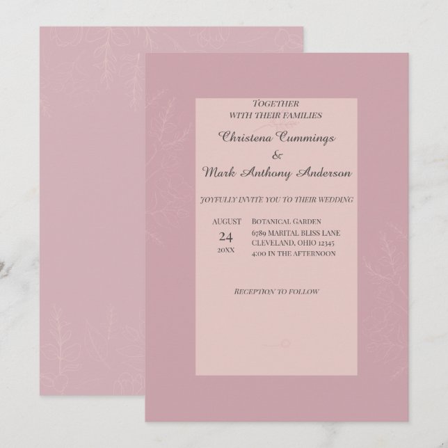 Fleur de Satin Hochzeit Einladung (Vorne/Hinten)