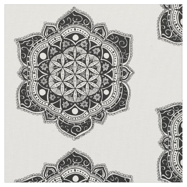 Fleur de tissu de mandala de la vie (Fermer)