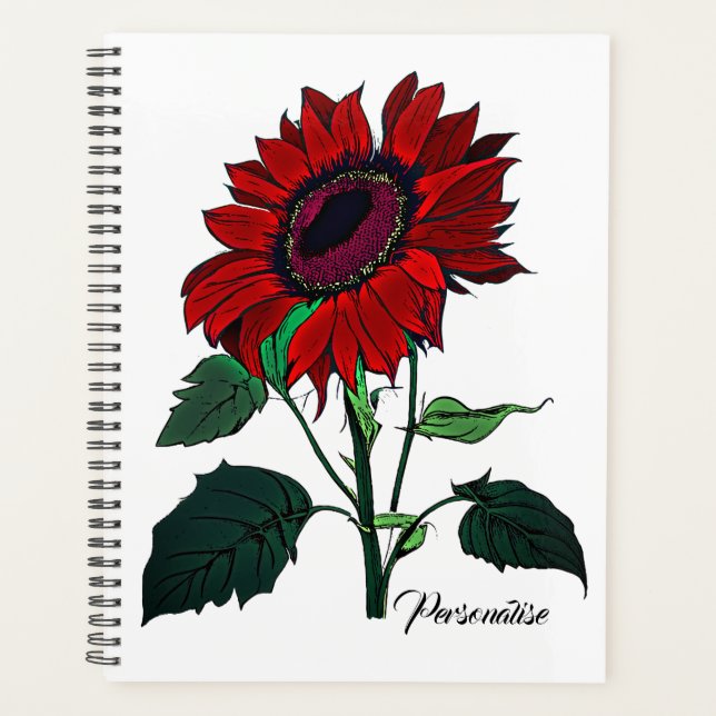 Fleur de tournesol rouge Motif mûre Livre blanc (Devant)