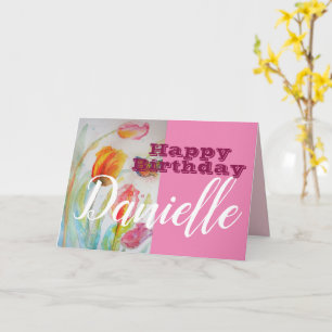 Fleur de tulipe Bonne carte de nom pour les femmes