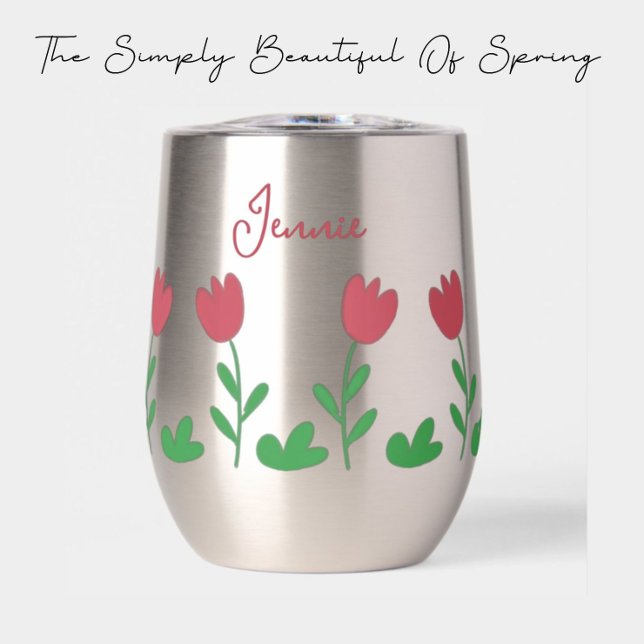 Fleur de tulipe rouge Crayon et broussailles verte (Red tulip in stainless bottle Tumbler)