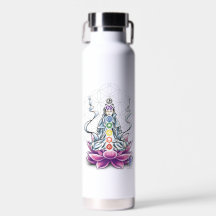 Fleur de vie, chakra, déesse boire une bouteille d