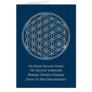 Fleur De Vie & GAYATRI MANTRA   argent, bleu foncé