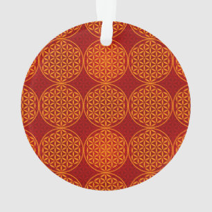 Fleur de vie - motif de timbre - orange rouge