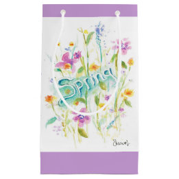 Fleur design cadeau sac en papier violet lavendar