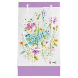 Fleur design cadeau sac en papier violet lavendar