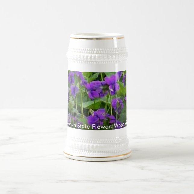 Fleur d'État du Wisconsin : Mug de violet de bois (Centre)