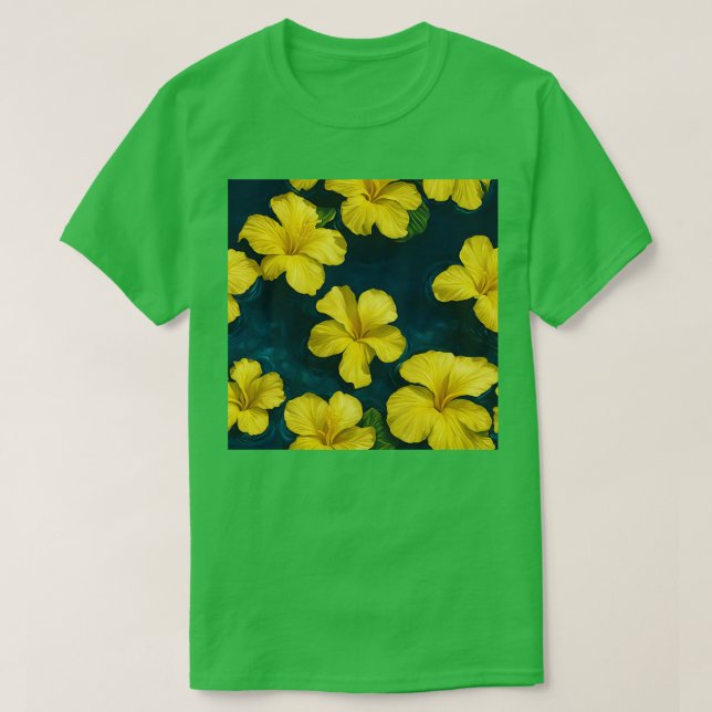 Fleur d'Hibiscus jaune flottant dans l'eau TShirt (Design devant)
