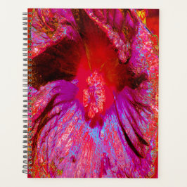 Fleur d'Hibiscus rouge rétro Trippy psychédélique