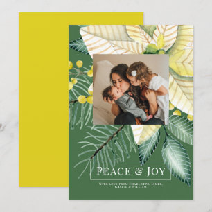 Fleur D'Hiver Paix Et Joie Élégante Carte De Noël