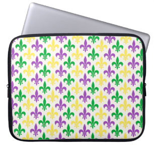 Fleur-di-lis in den Farben von Mardi Gras Laptopschutzhülle