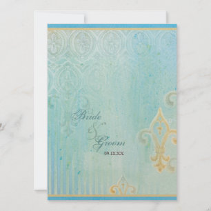 Fleur di Lys Damask 2 Blue - Faire-part de mariage