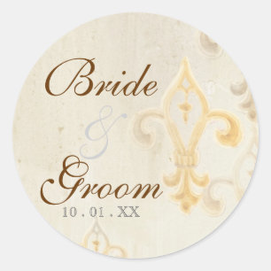 Fleur di Lys Damask 2 - Sceau Mariage ou Sticker