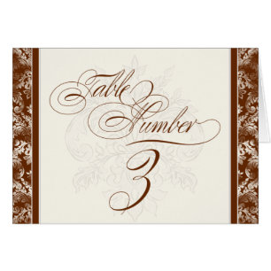 Fleur di Lys Damask - Brown 3 Cartes Numéro de Tab