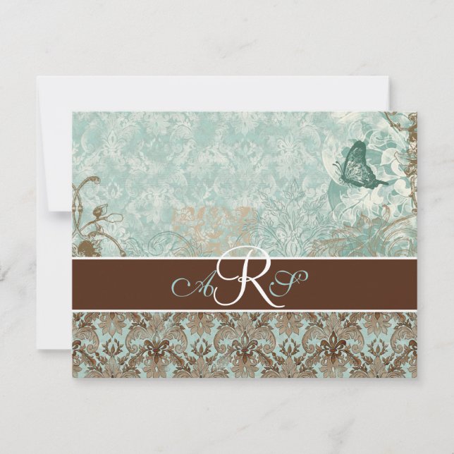 Fleur di Lys Damask - Carte de réponse RSVP (Devant)