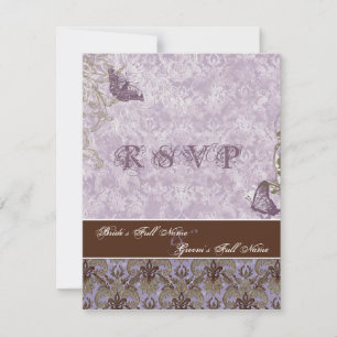 Fleur di Lys Damask - Carte de réponse RSVP violet