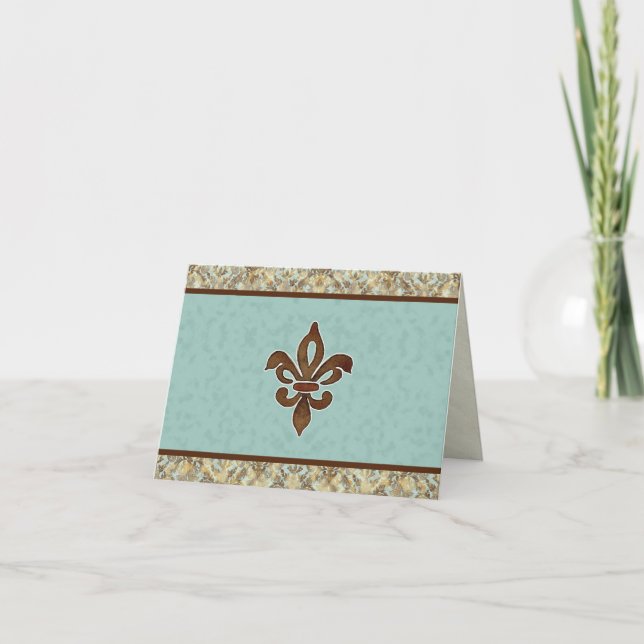 Fleur di Lys Damask Correspondence Mitteilungskart Dankeskarte (Vorderseite)