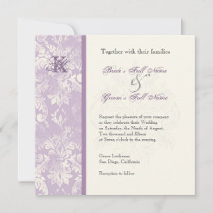 Fleur di Lys Damask - Lilac Faire-part de mariage