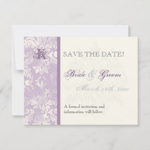 Fleur di Lys Damask - Lilac Save the Date Card