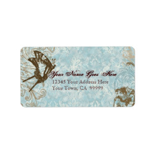 Fleur di Lys Damask Wedding Mailing Shipping Label Adressaufkleber