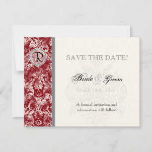 Fleur di Lys Damask - Weinkarte Save the Date