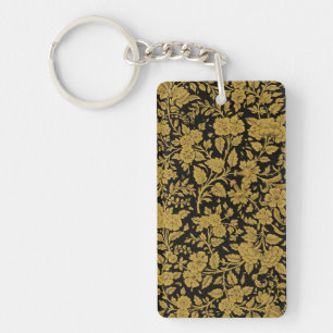Fleur d'or antique Motif noir indien en laque