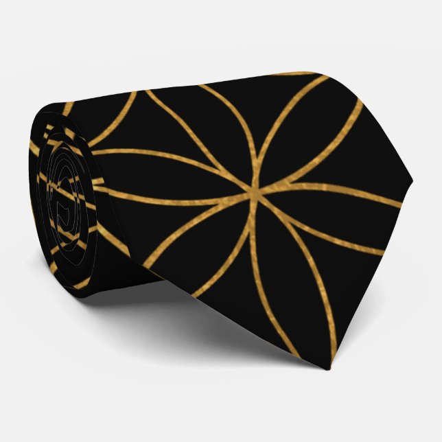 Fleur d'or de la vie Cravate de géométrie sacrée (Roulé)