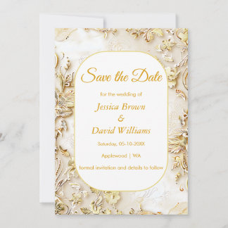 Fleur Dorée Mariage Classique Enregistrer La Carte