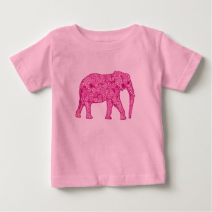Fleur éléphant - T-shirt bébé rose fuchsia