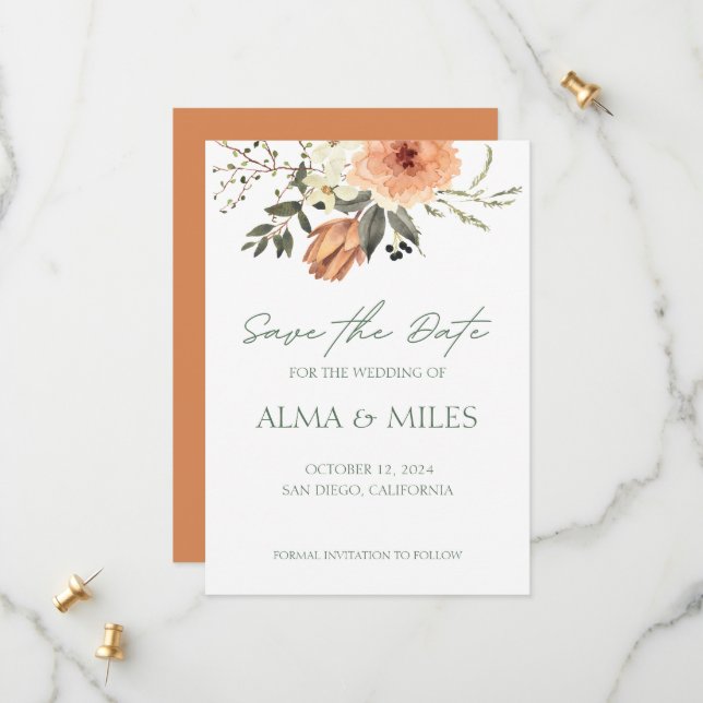 Fleur en terre cuite Save The Date (Devant/Arrière en situation)