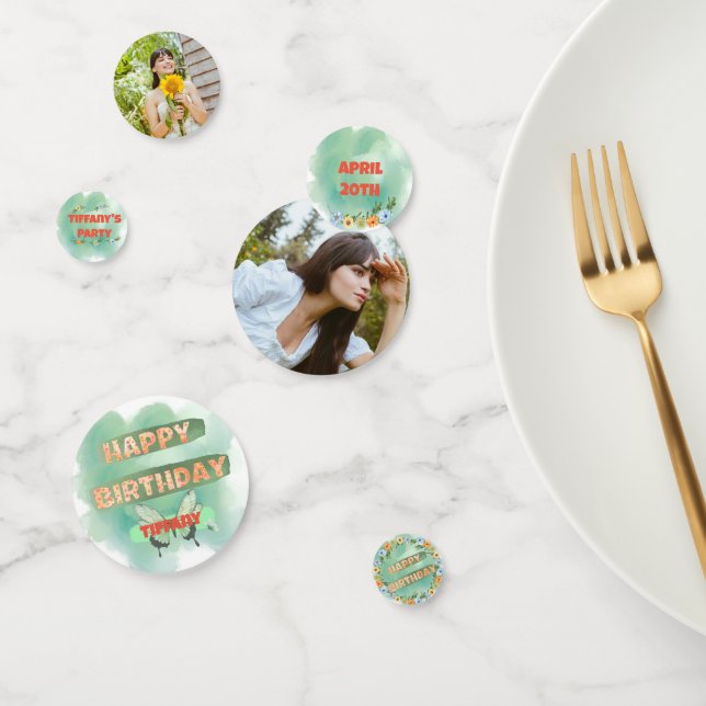 Fleur et Papillon Table d'anniversaire Confetti (Groupe)
