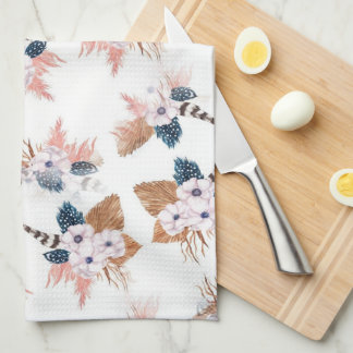 Fleur et plumes Boho Géométrique serviettes de cui