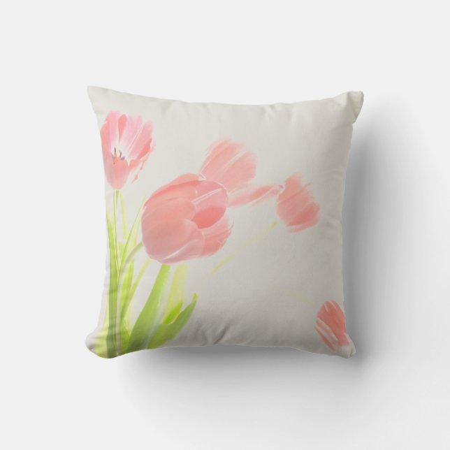 Fleur extérieure de tulipe de rose de coussin de (Recto)