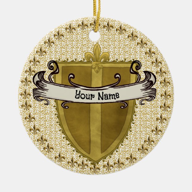 Fleur-Familienwappen-Name Keramik Ornament (Vorne)