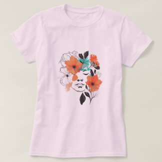 Fleur fée Line art dessin T-shirt femme