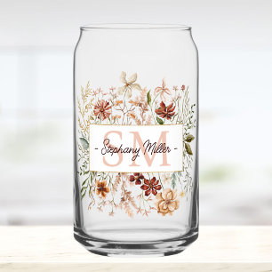 Fleur Florale Élégante Monogramme Aquarelle Automn