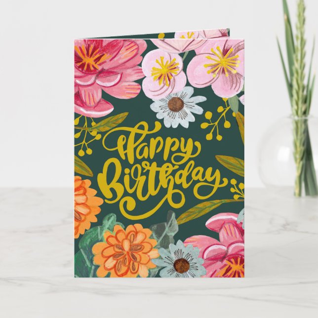 Fleur folklorique Carte de voeux Anniversaire (Devant)