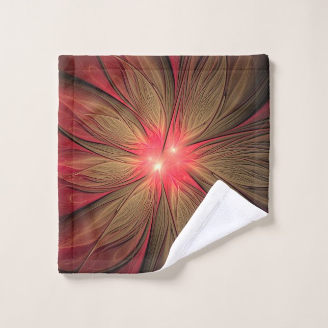 Fleur fractale de fansy rouge (Gant de toilette)