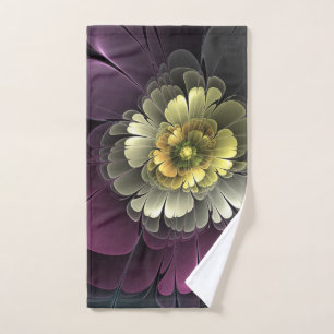 Fleur fractale grise et pourpre moderne abstraite