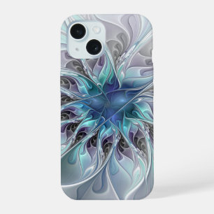Fleur fractale moderne abstraite avec du bleu