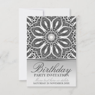 Fleur géométrique Argent Invitation de fête d'anni