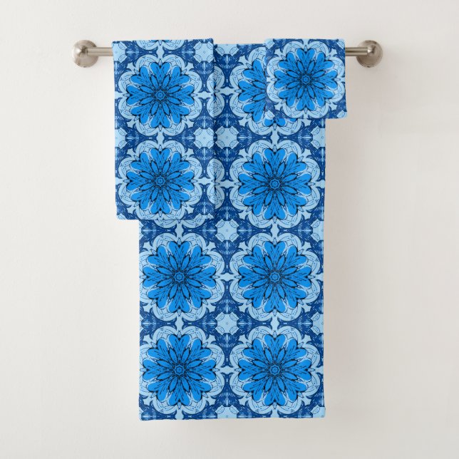 Fleur géométrique Motif en Cerulean & Bleu clair (En situation)