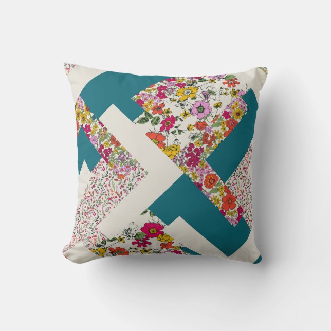 Fleur géométrique - Oreiller Floral moderne (Recto)