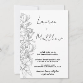 Fleur grise Art mariage invitations