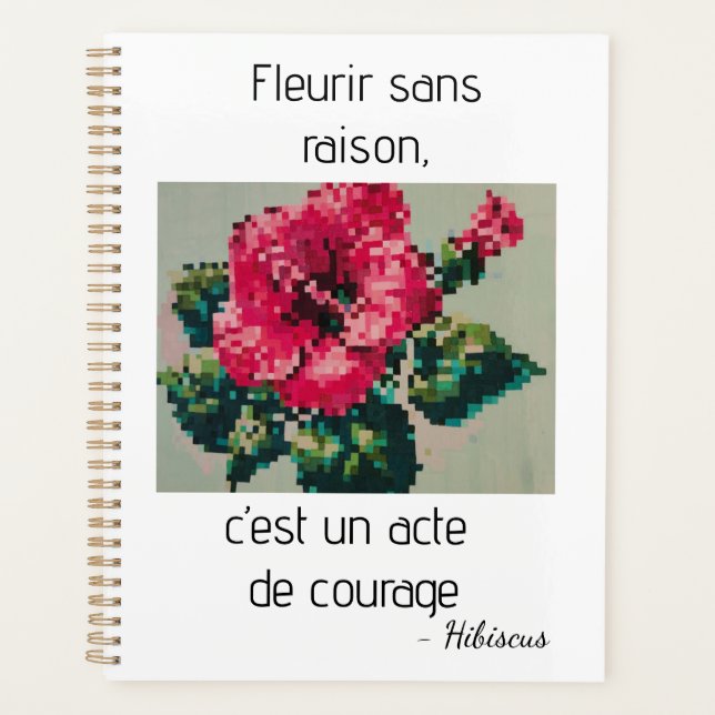 Fleur hibiscus en pixel art (Devant)