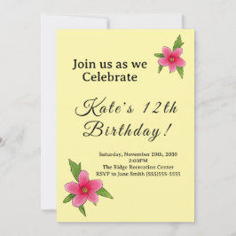 Fleur Hibiscus rose Invitation Anniversaire